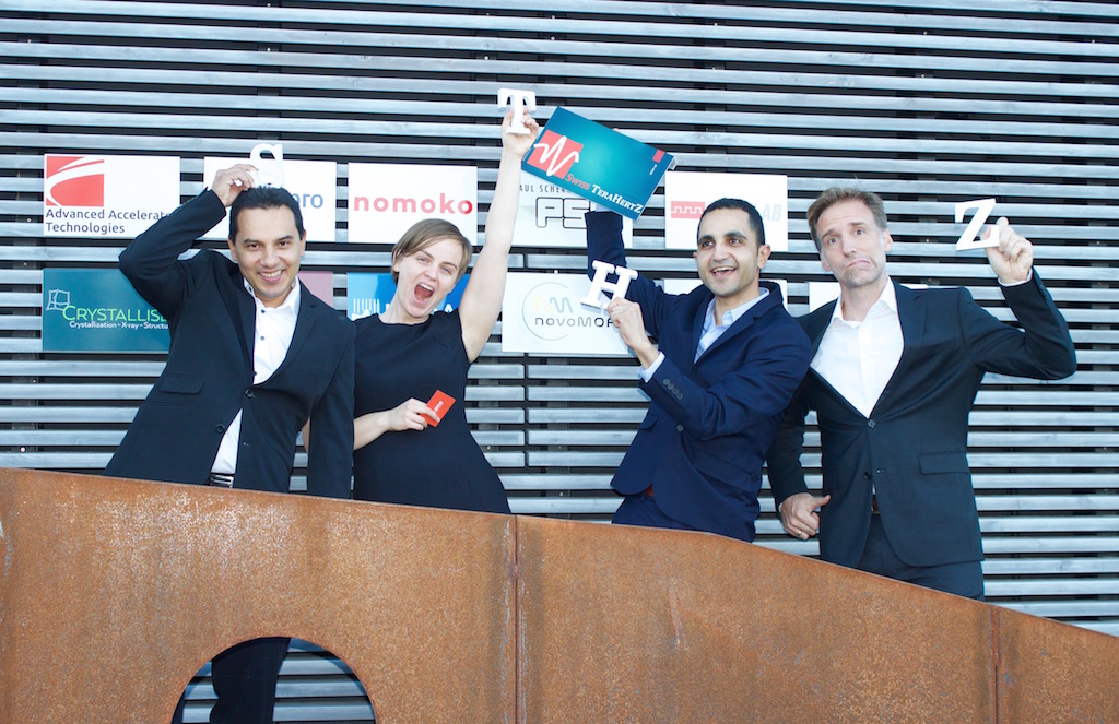 Swiss Terahertz dream team: Dr. Gustavo Santiso-Quiñones (Crystallise! AG), Corinne Brodeur, Dr. Mostafa Shalaby, and Dr. Gunther Steinfeld (Crystallise! AG)
